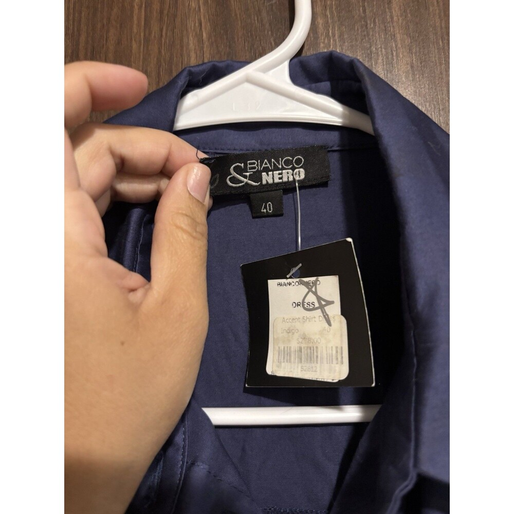 Bianco & Nero Pleated Accent Shirt Dress in Indigo, 40 (US Size 8) MSRP $278.00 - Picture 5 of 6
